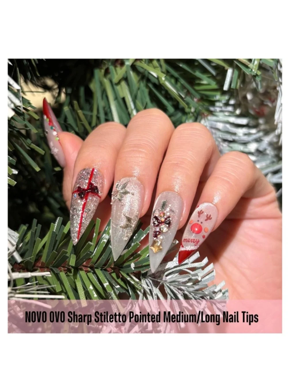 Sharp Stiletto Pointed Medium Long Press On Nails